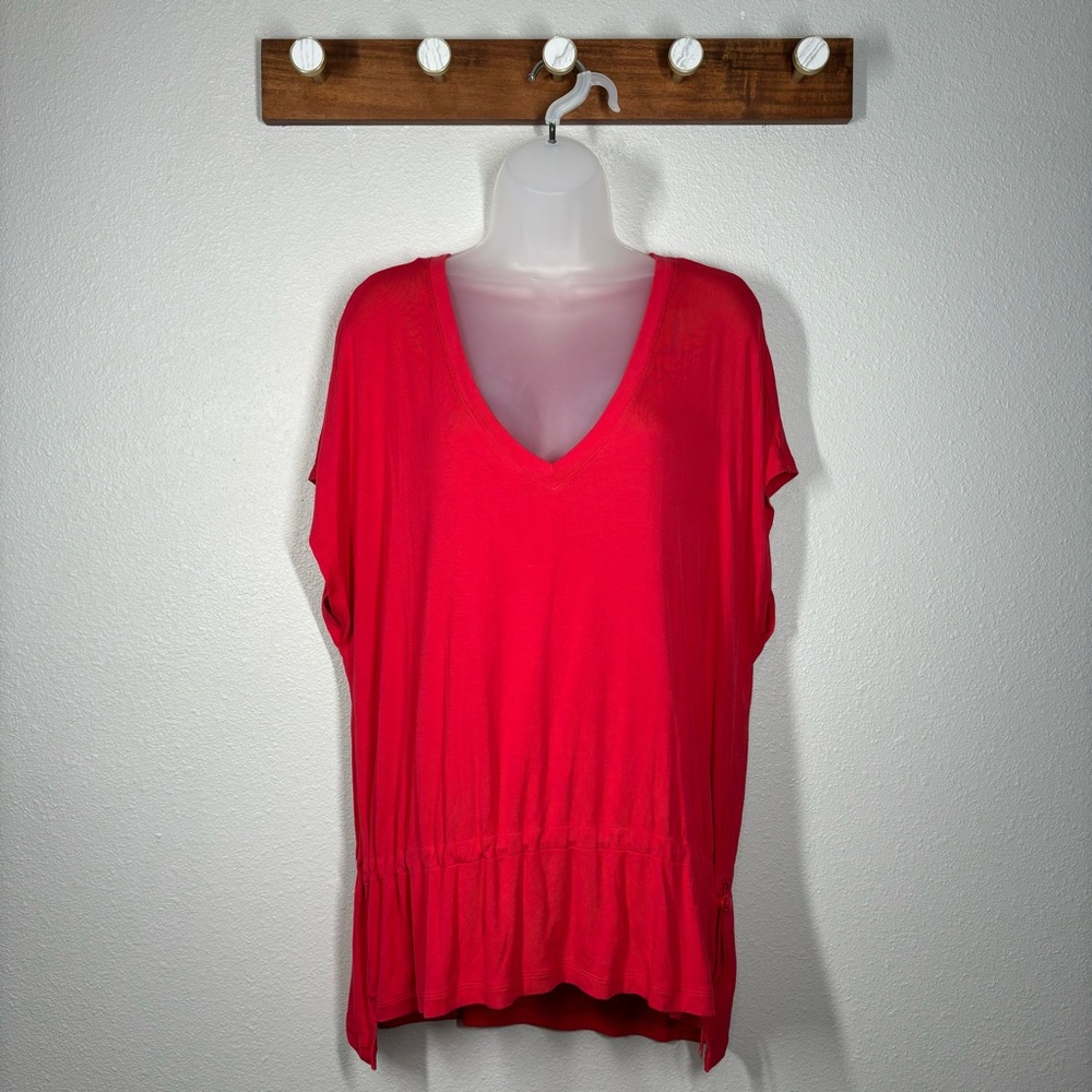 Cabi Red Short Sleeve Stretch T Shirt With Drawstring Size Large